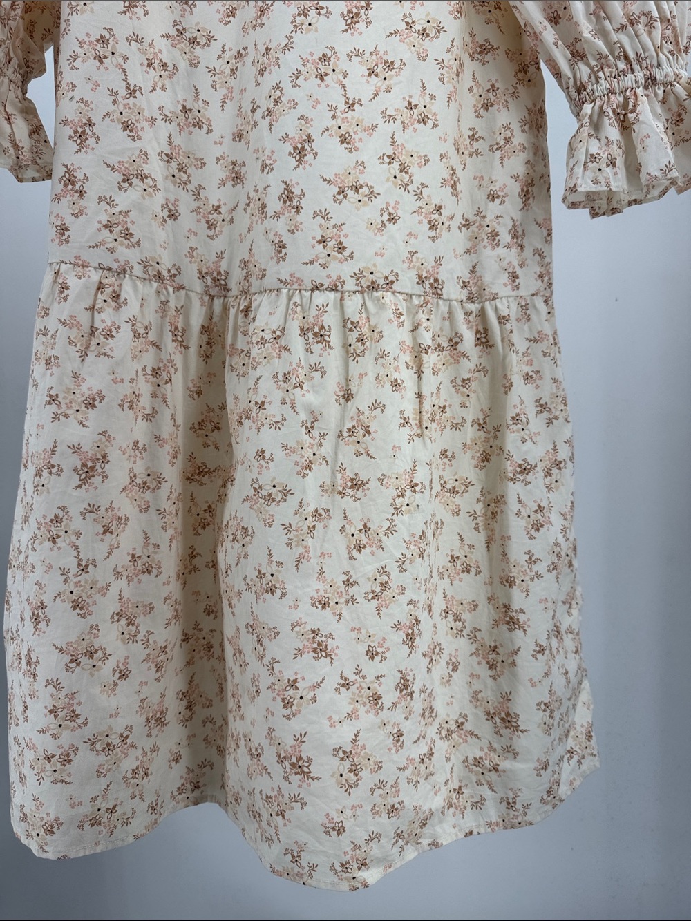Who What Wear Cream Floral Ruffle Midi Dress cottage coquette M neutral boho - Picture 11 of 12